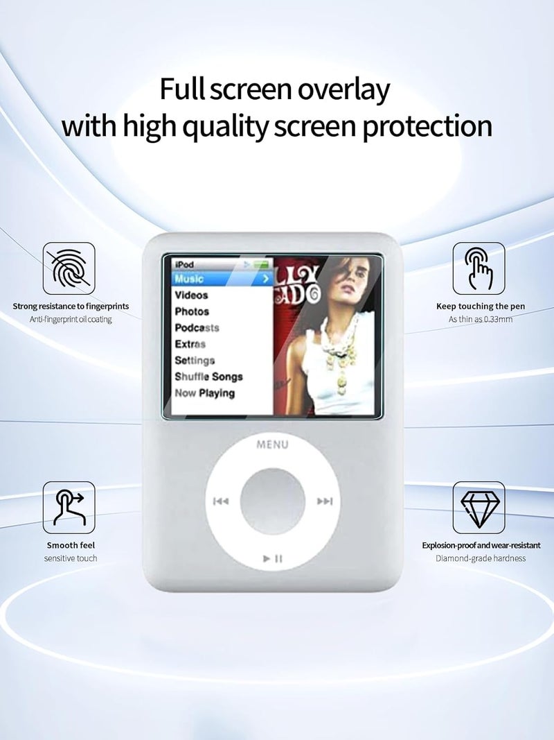 UYRUREL حماية شاشة لجهاز iPod Nano 3 مشغل الموسيقى، فيلم مقاوم للخدوش عالي الدقة، شفاف HD، خالي من الفقاعات مع مجموعة تركيب سهلة، 2 عبوة. - Image 2
